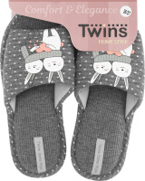 Тапочки открытые домашние женские Twins №5819 36-37 серый