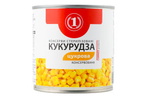 Кукуруза сахарная из целых зерен консервированная ТМ "1" ж/б 420г