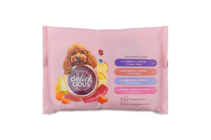 Корм д/дорослих собак Асорті №1 2*80г+2*85г Delickcious