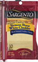 Sargento Natural Vermont Sharp White Caheddar Cheese Slices - 10 CT
