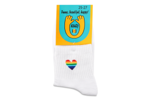 Шкарпетки унісекс Веселка білі з малюнком р.25-27 1959 Krazy Sox