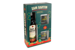 Набор Виски 0.7л 40% канадский купажированный 5YO + 2 стакана Sam Barton к/у