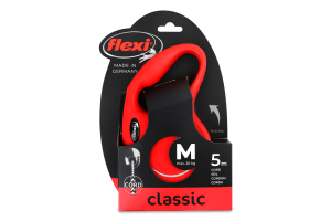 Повідець-рулетка д/собак до 20кг New Classic червоний трос р.M 5м Flexi