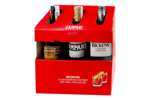 Набор подарочный Джин 1л 40% Bickens + Настойка 1л 25% Campari + Вермут 1л 17% Cantina Del Professore Campari к/у 1шт