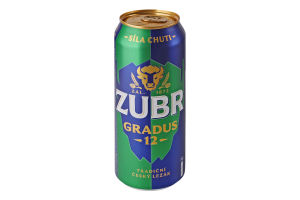 Пиво 0.5л 5.2% светлое фильтрованное пастеризованное Gradus Zubr ж/б