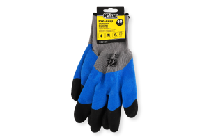 Рукавиці робочі сірі ПЕ з синім латексним покриттям посилені з підвіскою Werk