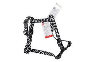 Шлея д/собак Зебра з QR паспортом анатомічна H-образна нейлон пластиковий фастекс р.S 15мм A30-45см B36-45см WauDog