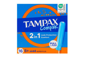Тампони Компак супер плюс з аплікатором 16шт Тампакс