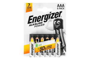 Батарейка ААА 1.5V LR03 Alkaline Power Energizer 6шт