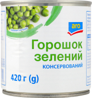 Горошек зеленый консервированный стерилизованный aro в/с з/б 420г