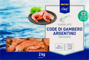 Креветки быстрозамороженные красные аргентинские сырые в панцире 55/80 Metro Chef б/г к/у 2кг