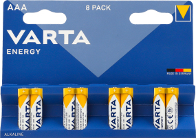 Элемент питания щелочный AAА 1.5V LR03 Energy Varta 8шт