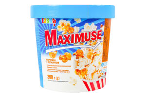 Морозиво 11% з попкорном та смакоароматичним наповнювачем Карамель солона Maximuse Laska ст 300г