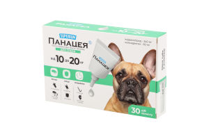 Краплі протипаразитарні д/собак від 10кг до 20кг Панацея 2мл Суперіум