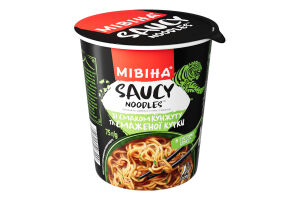 Вермишель быстрого приготовления в густом соусе острая со вкусом кунжута и жареной курицы Saucy noodles Мівіна ст 75г