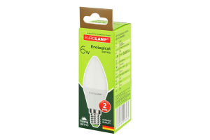 Лампа светодиодная 6W E14 3000К Ecological Eurolamp 1шт