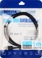 Кабель Brevia USB-TypeC black zip 1м 55100BUCZ1