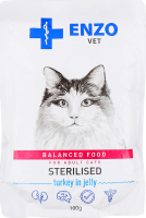 Корм д/стерилізованих котів Дієта з м"ясом індика в желе 100г пауч Ензо Вет