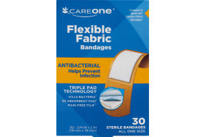 CareOne Bandages Flexible Fabric Antibacterial - 30 CT