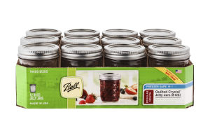 Ball Freezer Safe Quilted Crystal Jelly Jars Regular Mouth 8 OZ - 12 CT