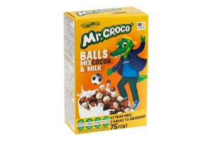 Сніданки сухі глазуровані цукровою глазур'ю з какао та молоком Кульки мікс Mr. Croco к/у 75г