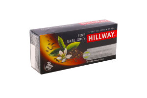 Чай чорний цейлонський байховий дрібний з ароматом бергамоту Fine Earl Grey Hillway в/с к/у 25х2г