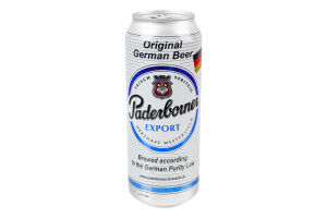 Пиво 0.5л 5.5% світле фільтроване солодове пастеризоване Export Paderborner з/б