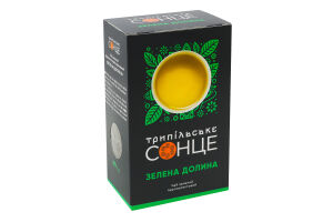 Чай зелений крупнолистовий фасований Зелена долина Трипільське Сонце к/у 80г
