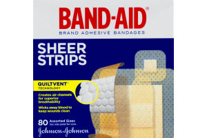 Band-Aid Sheer Strips Assorted Sizes - 80 CT