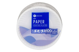 SE Grocers Paper Plates 6" Snack Size Coated - 100 CT