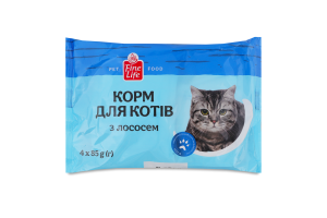 Корм консервированный полнорационный для взрослых котов с лососем Fine Life м/у 4х85г