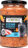 Корм д/котів М'ясний делікатес Преміум беззерновий з птицею та овочами 400г твіст/б Леопольд