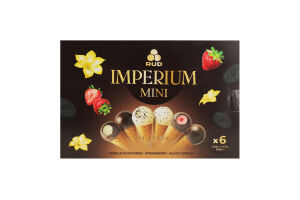 Морозиво Зі смаком ванілі, Полуничне, Чорне печиво Imperium mini Rud к/у 222г
