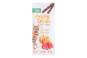 Ласощі д/дорослих котів Fruity Sticks з тунцем та гарбузом 3*5г Lora
