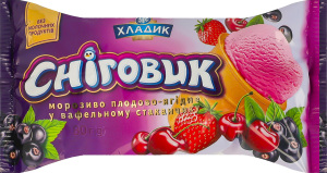 Мороженое плодово-ягодное в вафельном стаканчике Снеговик Хладик м/у 80г
