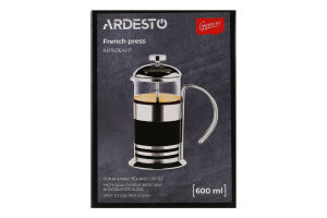 Френч-прес Gemini Asтi 600мл нержавіюча сталь/боросилікатне скло Ardesтo