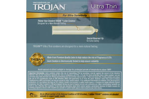 Trojan Sensitivity Ultra Thin Premium Lubricant Premium Latex Condoms - 36 CT