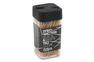 Зубочистки бамбуковые карбонизированные Black&White Добра господарочка 150шт