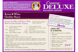 Annie's Homegrown Creamy Deluxe Macaroni Dinner Rotini & White Cheddar Sauce