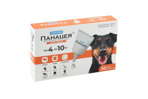 Краплі протипаразитарні д/собак від 4кг до 10кг Панацея 1мл Суперіум