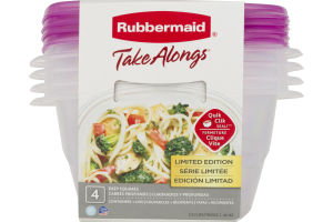 Rubbermaid Take Alongs Quik Clik Seal! Deep Squares Containers - 4 PK