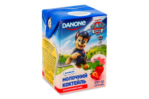 Коктейль молочный 2.5% стерилизованный Клубничный Paw Patrol Danone т/п 212г