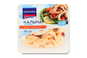 Кальмар ассорти вареный с соусом Сладкий чили Norven лоток 100г