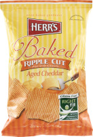 Herr's Oven Baked & Gluten Free Ripple Cut Potato Crisps Aged Cheddar