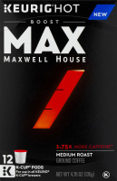 Maxwell House Medium Roast K-Cup Pods Max 1.75x More Caffeine - 12 CT