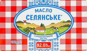 Масло сладкосливочное 82% Экстра Селянське м/у 180г