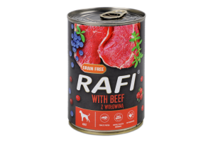 Корм д/собак з яловичиною 400г ж/б Рафі