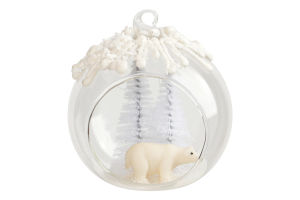 Прикраса ялинкова Куля з Полярн ведмедем скло 8см