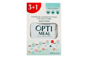 Корм консервированный полнорационный для взрослых котов Multi Taste Super Premium Optimeal к/у 4х85г