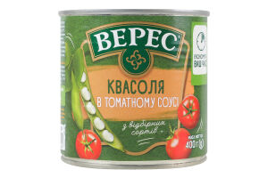 Фасоль в томатном соусе стерилизованная Верес ж/б 400г